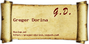 Greger Dorina névjegykártya